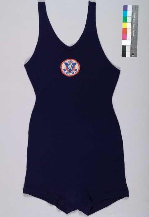 Donkerblauw wollen badpak