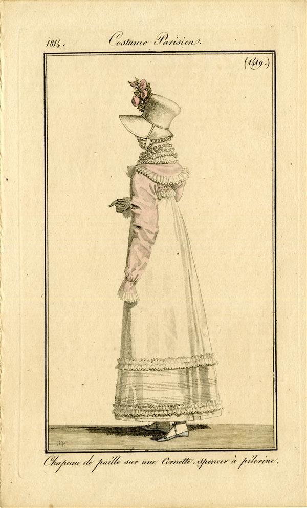 Costume Parisien 'Chapeau de Paille sur une Cornette. Spencer à pélerine'