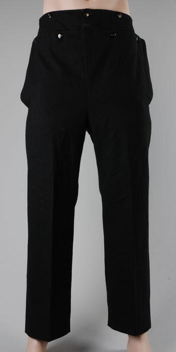 Zwart laken pantalon met klepsluiting