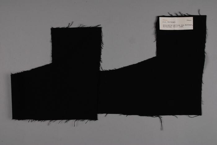Stofstaal van zwart keper voor uniformen voor suppoosten Historisch Museum, 1960