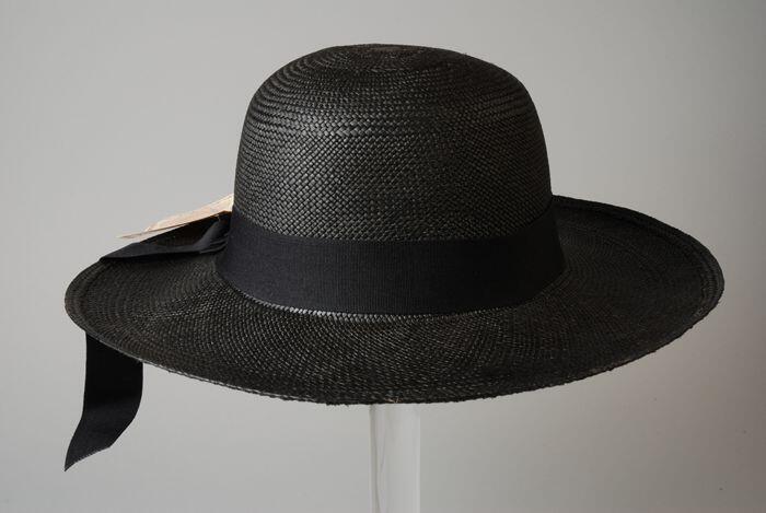 Panamahoed, zwart met zwarte band, label, Corbeau