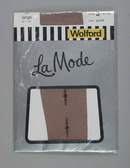 Leverkleurige panty met fantasiepatroon, in originele verpakking,  "wolord / La Mode"