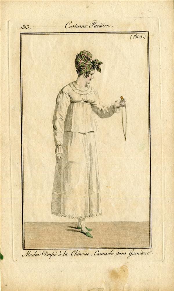 Costume Parisien 'Madras Drapé à la Chinoise, Camisole sans Garniture'
