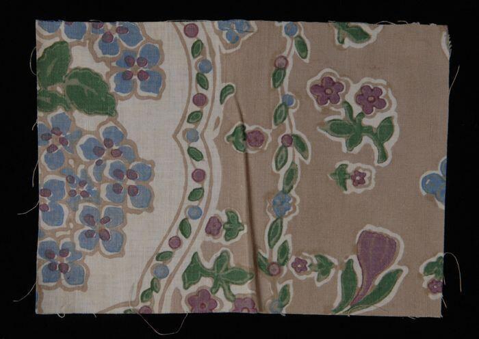 Stofstaal, katoen met veelkleurig bloemdessin, Kralingse katoenaatschappij, "3196"