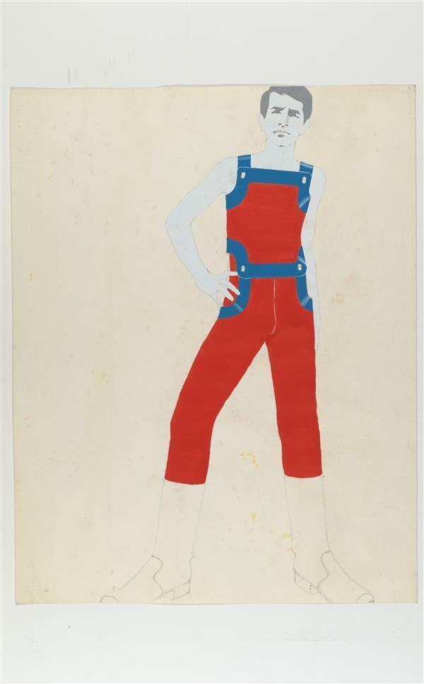 Ontwerptekening van rood mannenpak