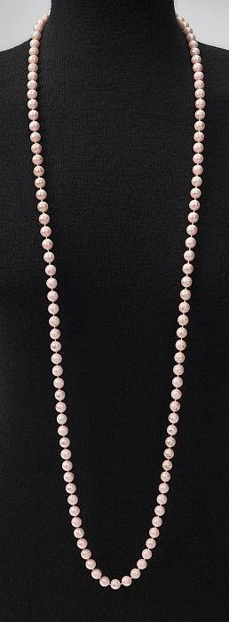 Imitatie roze parelketting, met slotje