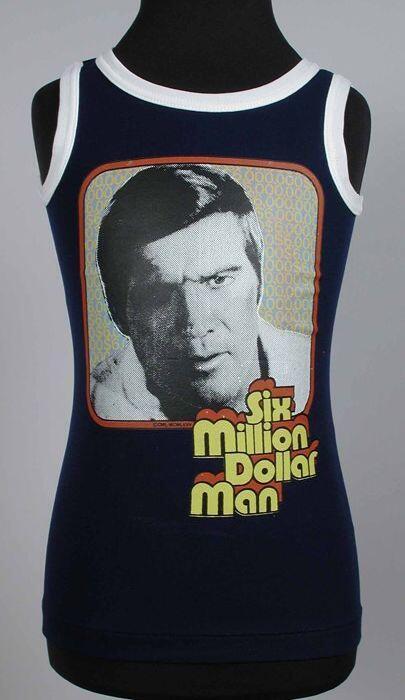 Kinderonderhemd van donkerblauw tricot, "Six Million Dollar Man"