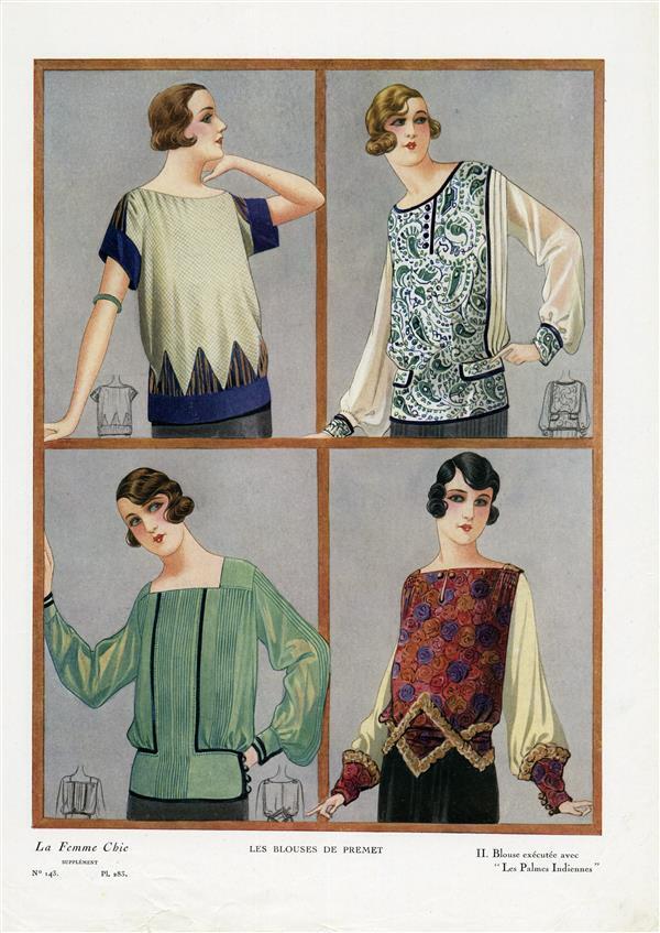 La Femme Chic, Les blouses de premet; Blouse exécutée avec "Les Palmes Indiennes"