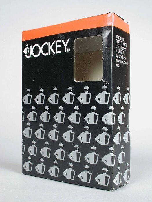 Verpakking herenondergoed "Jockey", kartonnen doosje met deksel met venster, zwart met rood, wit en…