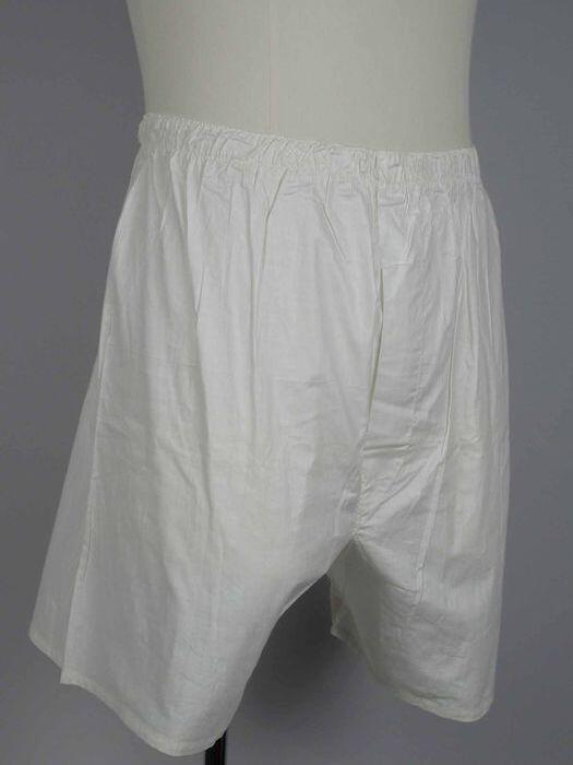 Wijde boxershort van wit katoen met elastiek in de taille