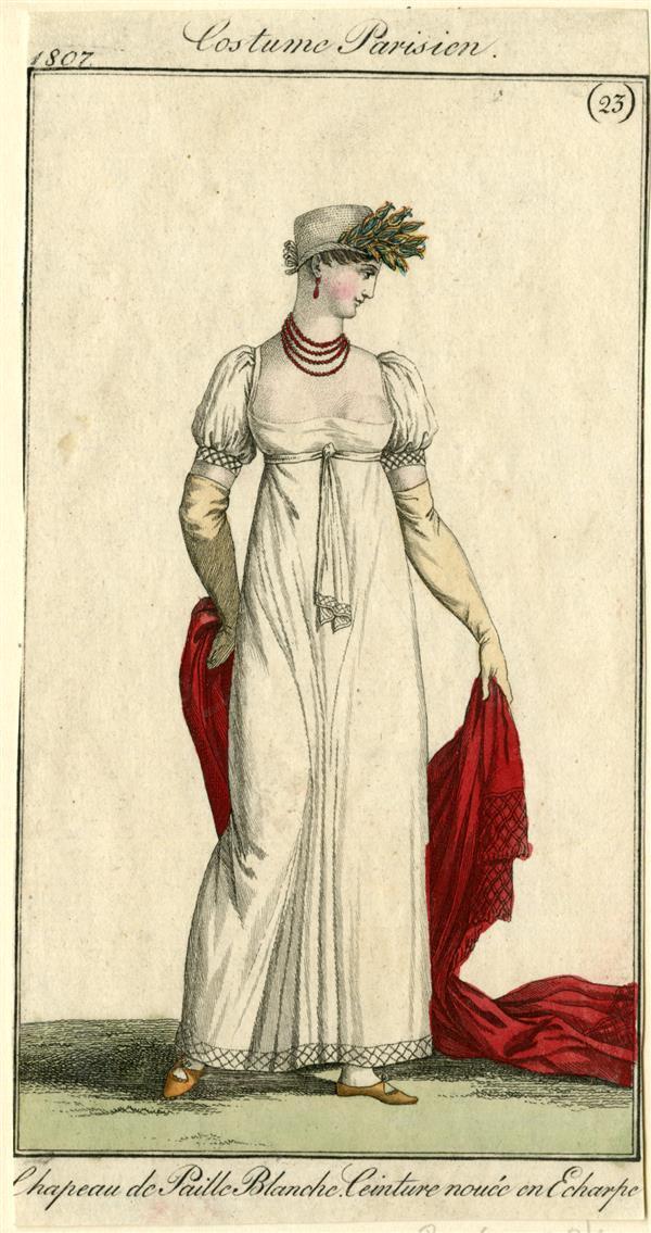 Costume Parisien 'Chapeau de Paille. Ceinture nouée en Echarpe'