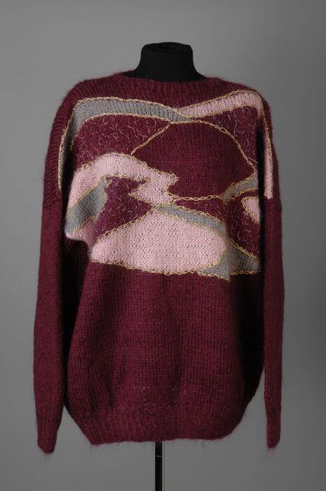 Trui met boothals en lange mouwen, handmatig gebreid, tricot steek in diverse kleuren garen