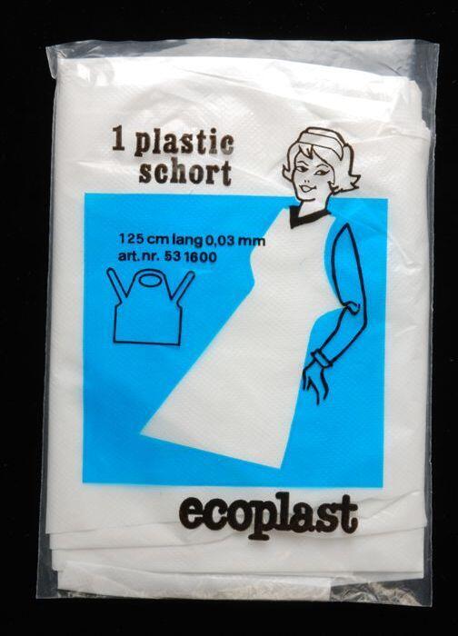 Wit plastic schort, in originele plastic verpakking