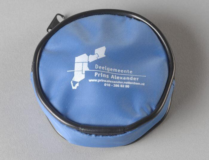 Rond portemonneetje met logo deelgemeente Prins Alexander