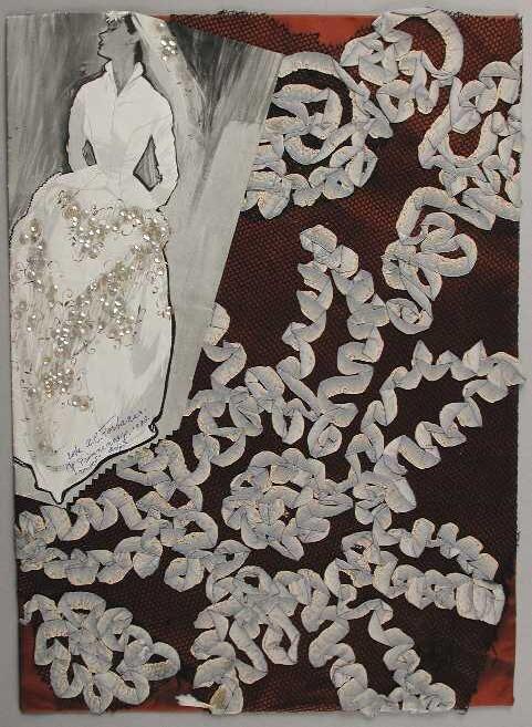 Stalenblad met illustratie met collage en bewerkte applicatie, Atelier Van Rijsoort