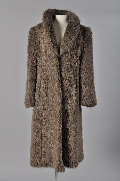 Mantel van bruin / beige / wit gemêleerd imitatiebont