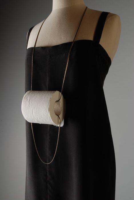 Toiletpaperbag, silver + toiletpaperroll
