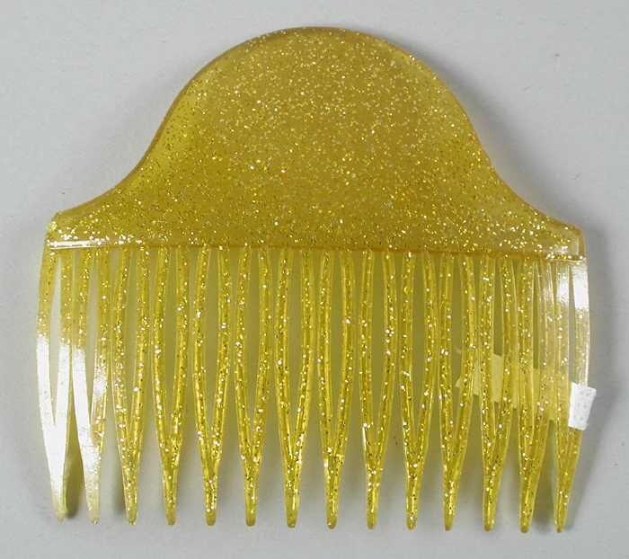 Insteekkam van transparant geel kunststof met glitters