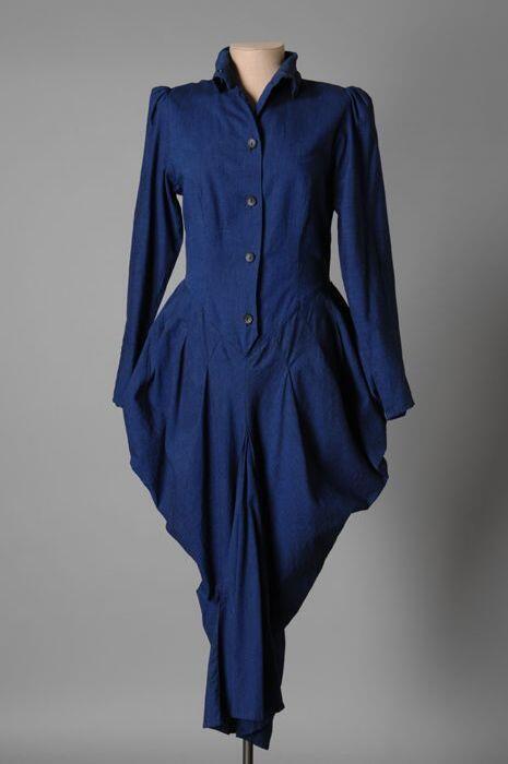 Maxi-japon met jasje, blauw katoen zwart gemêleerd