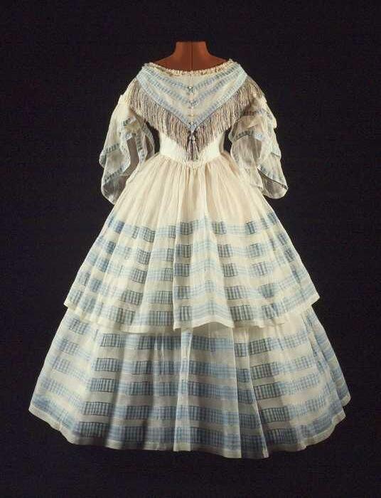 Blauw en witte strokencrinoline, middagjapon