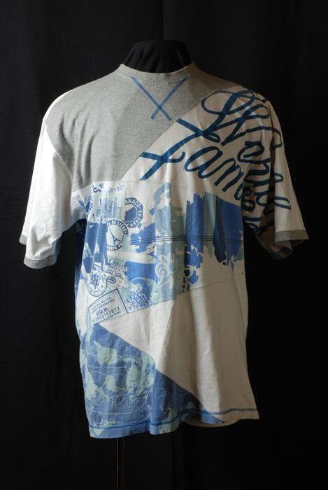 T-shirt, oversized, maat XL, Merk Ecko Unlimited, blauw, wit en grijs met opdruk
