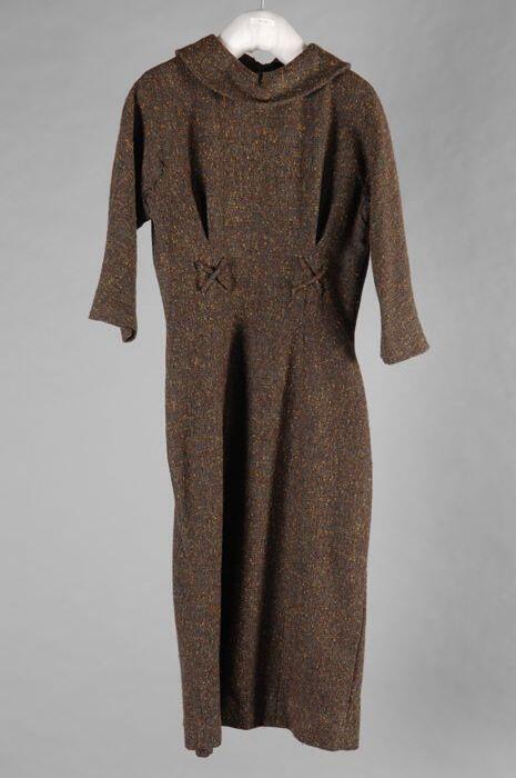 Bruine tweed winterjapon, turqouise meegeweven in stof, Schröder