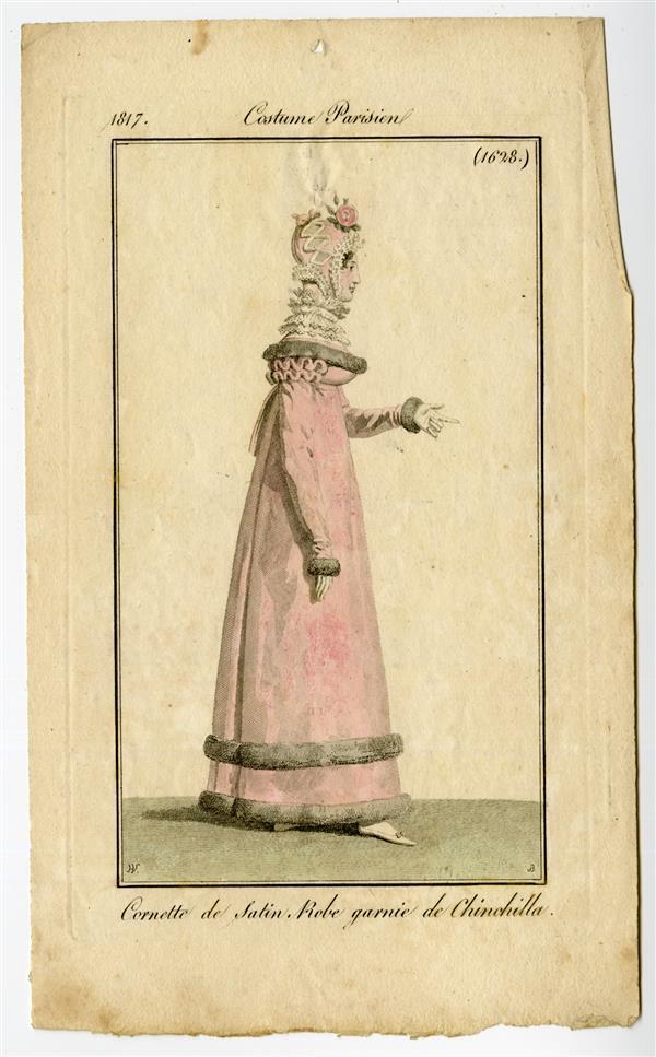 Costume Parisien 'Cornette de Satin. Robe garnie de Chinchilla'