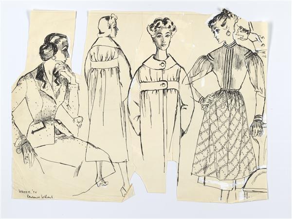 Illustratie van deux-pièces, mantel en moderne Dirndl met schort Farnhammer, Höchsmann, Lanz