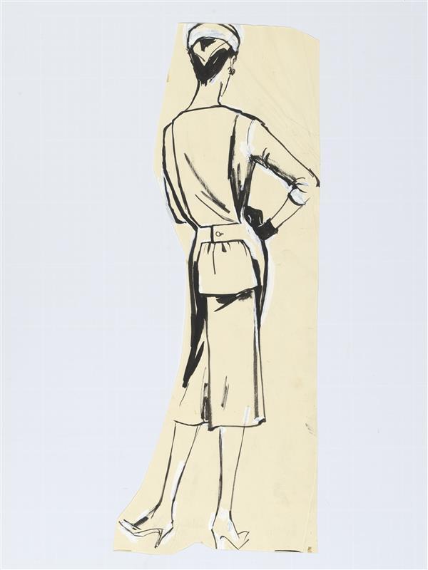 Modetekening van jurk Patou