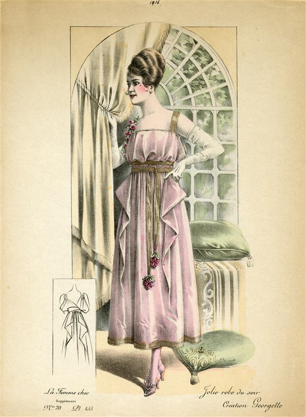 La Femme Chic, Jolie robe du soir, Création Georgette