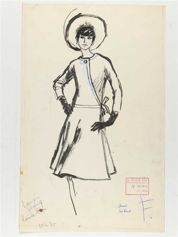 Modetekening van jurk Lanvin