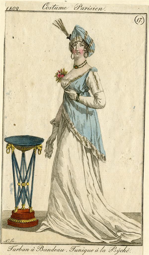 Costume Parisien 'Turban à Bandeau, Tunique à la Psyche'