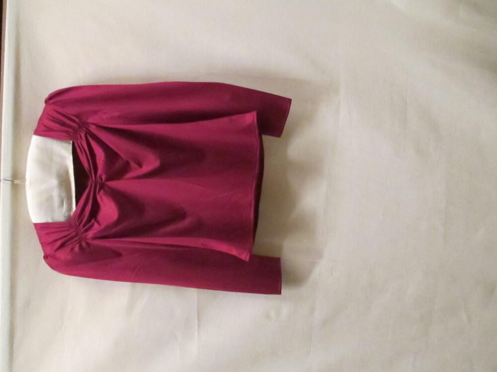 Blouse, donkerrood tricel en nylon