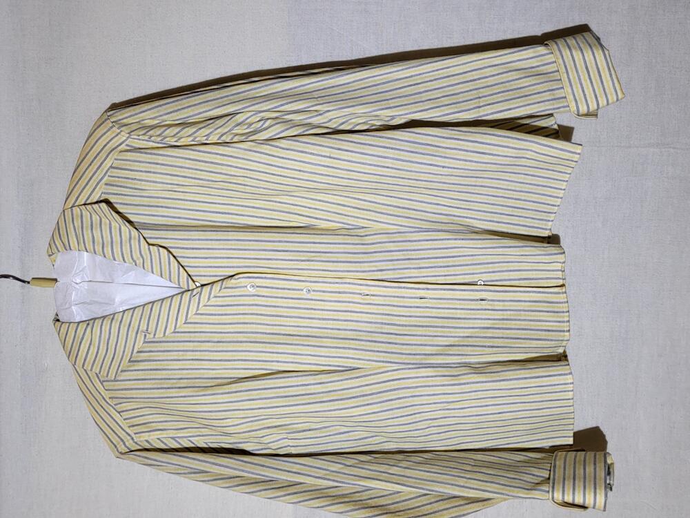 Blouse van geel/grijs/wit gestreept katoenen flanel