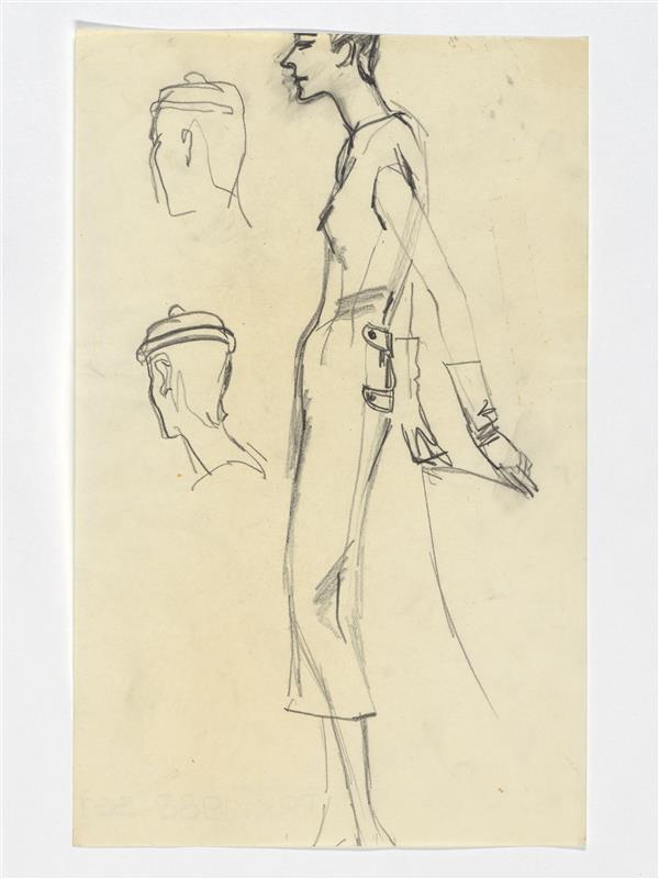 Modetekening van jurk Balenciaga