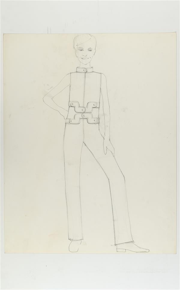 Ontwerptekening van mouwloze jumpsuit