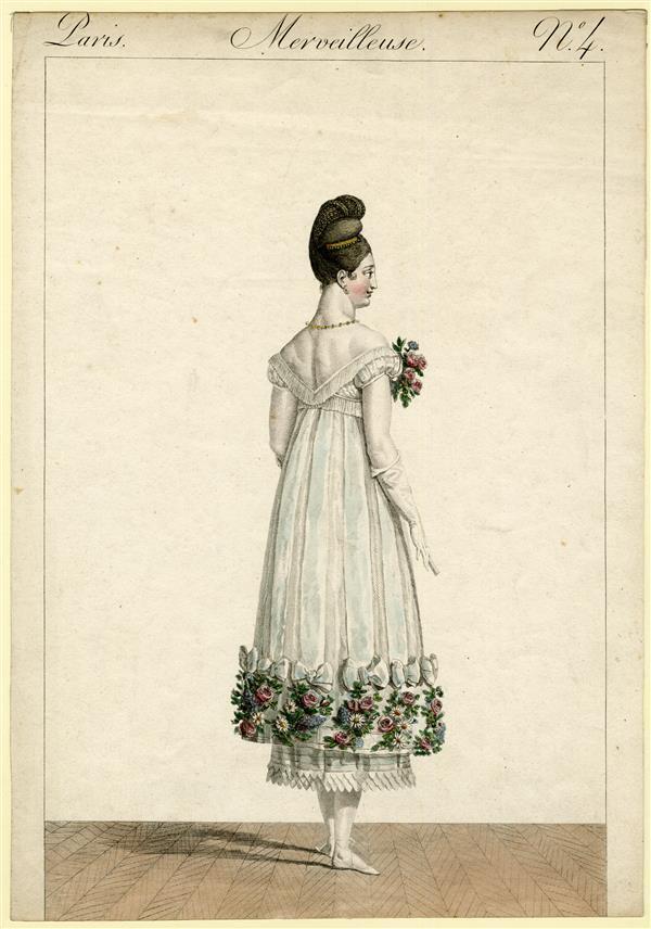 Merveilleuse, Coeffure Asiatique, Robe de Bal Rayée en Rubans