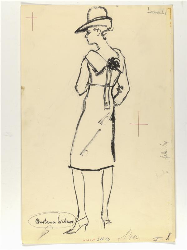 Modetekening van jurk Laroche