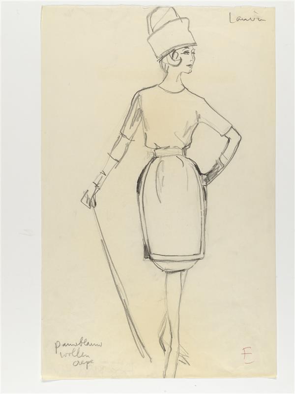 Modetekening van jurk Lanvin