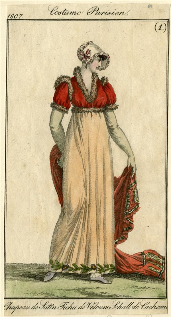 Costume Parisien 'Chapeau de Satin. Fichu de Velours. Schall de Cachemire'