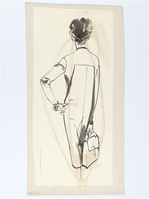 Modetekening van jurk Metz & Co