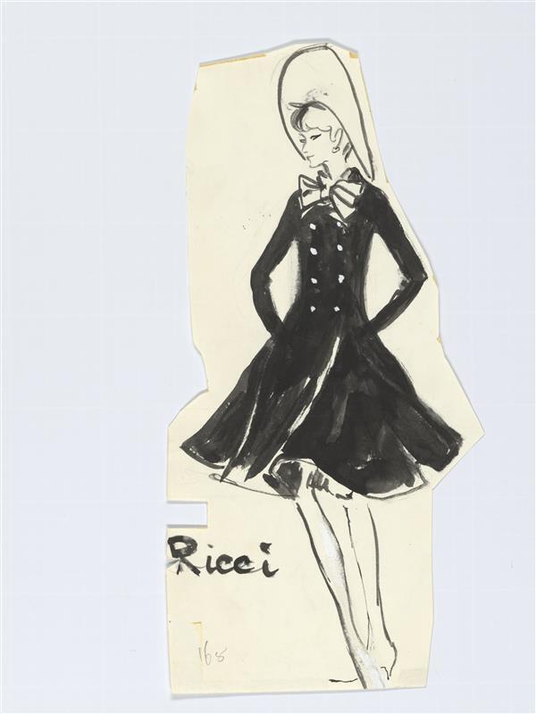 Modetekening van mantel Ricci