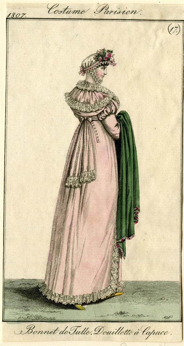 Costume Parisien 'Bonnet de Tulle. Douillette à Capuce'