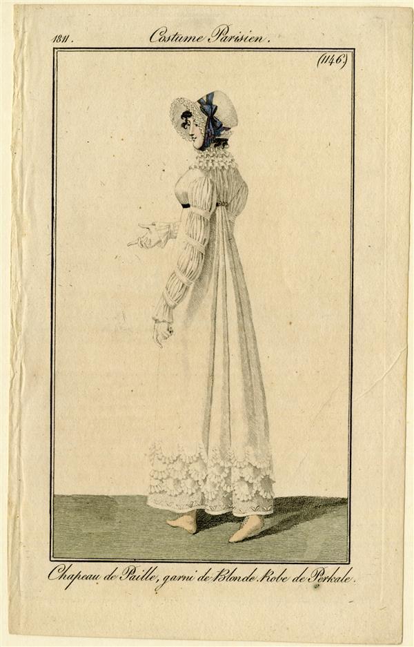 Costume Parisien 'Chapeau de Paille, garni de Blonde. Robe de Perkale'