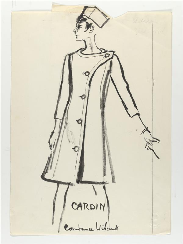 Modetekening van mantel Cardin