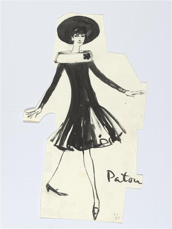 Modetekening van jurk Patou