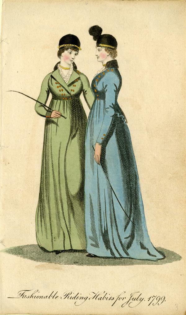 Fashionable Riding Habits for July 1799