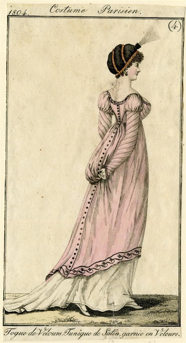 Costume Parisien 'Togue de Velours. Tunique de Satin, garnie en Velours'