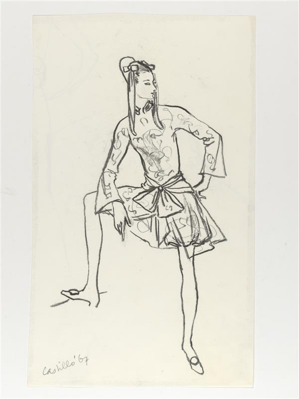 Modetekening van jurk Castillo