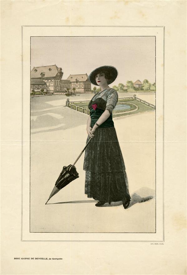 Robe Garnie de Dentelle, de Georgette
